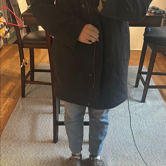 Pendleton Black Pea Coat with Striped Lining - Picture 5 of 9